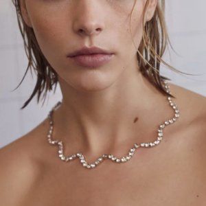 LAST CHANCE TODAY Mango Rhinestone Wave Crystal Necklace